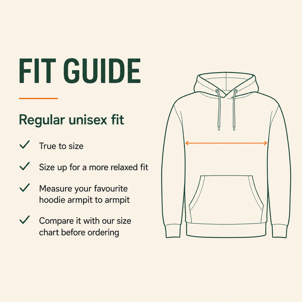 Ait Apparel unisex hoodie fit and size guide