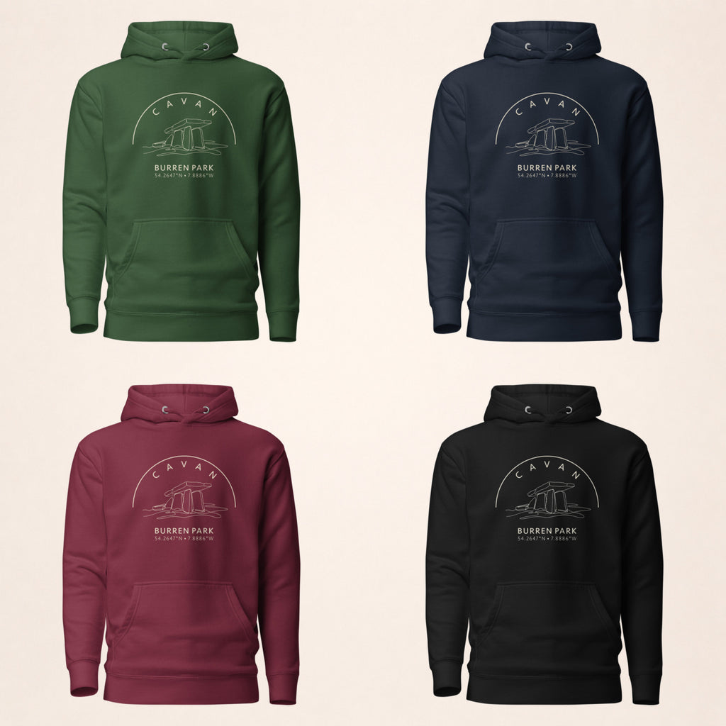 Cavan Burren Park hoodie in forest green, navy, maroon and black