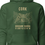 Cork Gougane Barra Hoodie — close-up of front artwork