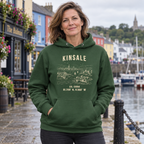 Woman wearing the Cork Kinsale Hoodie in Irish Forest Green