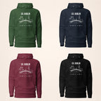 Dublin Castle & Skyline hoodie in forest green, navy, maroon and black