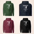 Kildare Newbridge hoodie in forest green, navy, maroon and black