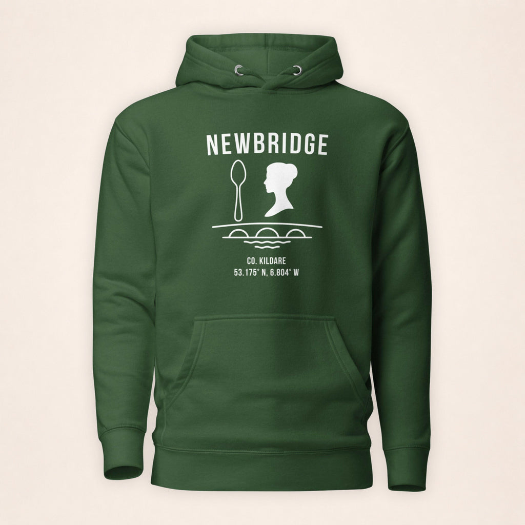 Kildare Newbridge forest green hoodie on a warm ivory background