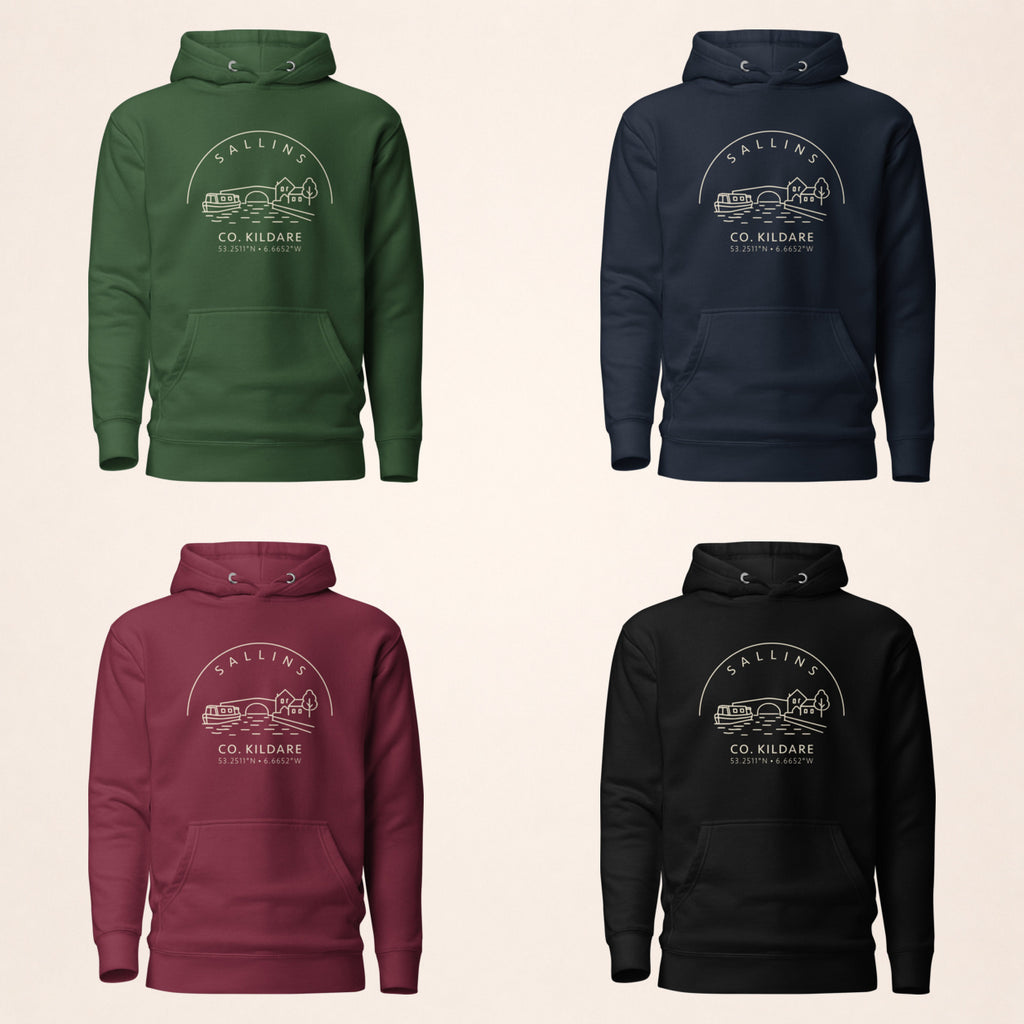 Kildare Sallins hoodie in forest green, navy, maroon and black