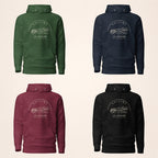 Kildare Sallins hoodie in forest green, navy, maroon and black