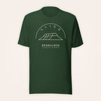 Sligo Benbulben forest green T-shirt on warm ivory background