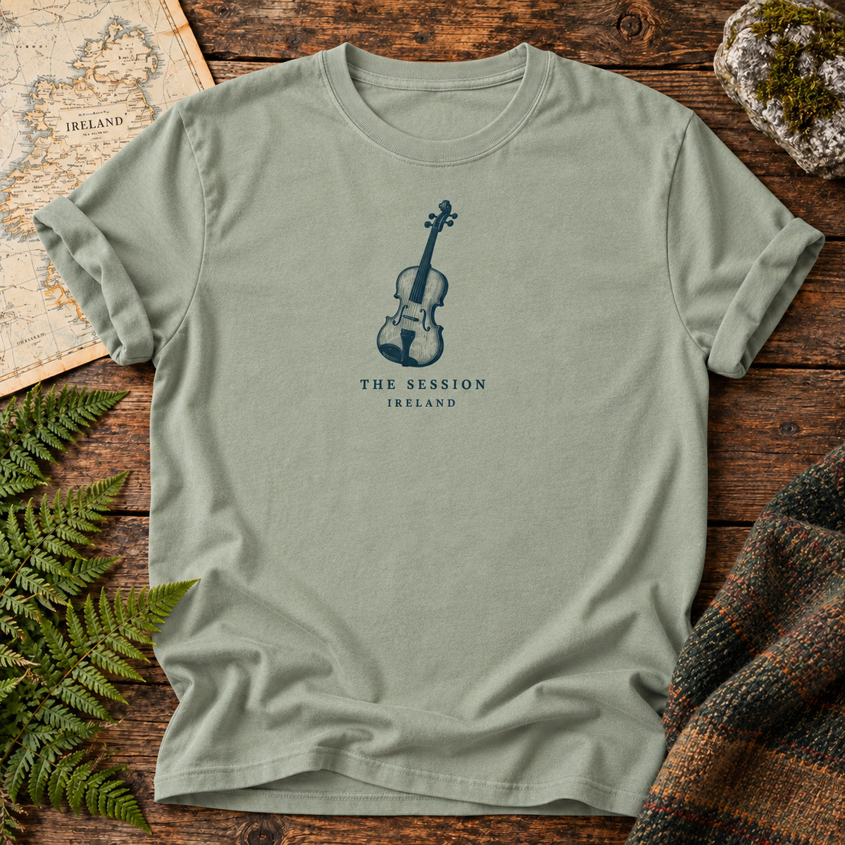 The Session Ireland T-Shirt in Bay, front flatlay