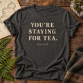 You're Staying for Tea Ireland T-Shirt in Pepper, front flatlay