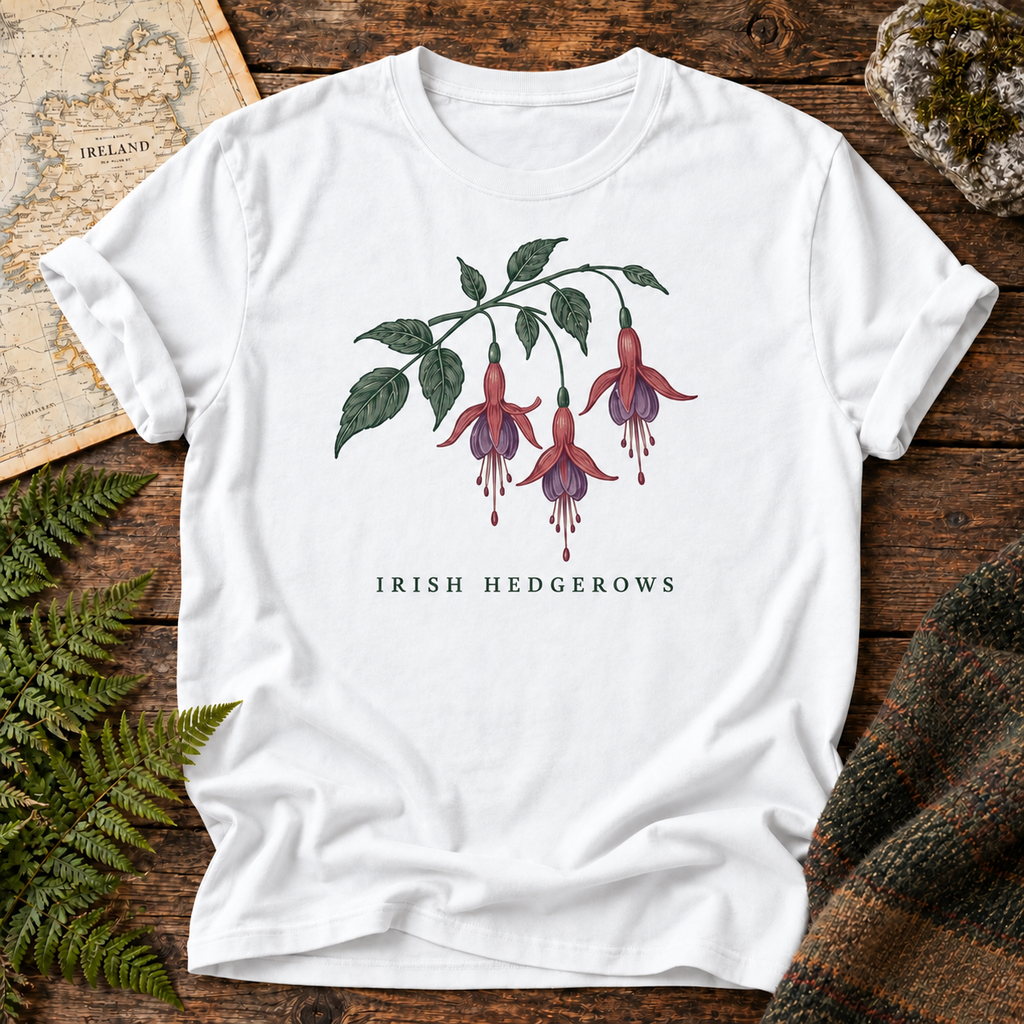Fuchsia Road Ireland T-Shirt in White, front flatlay