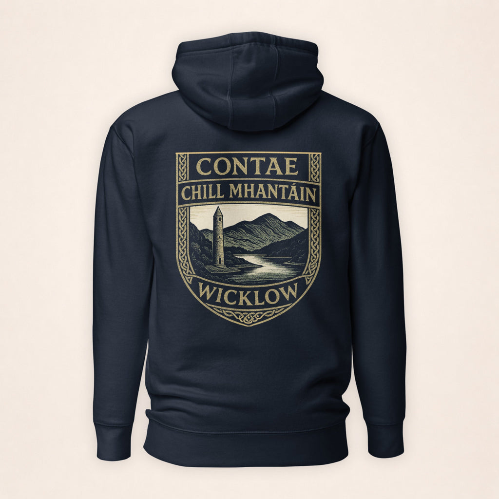 Wicklow Heritage Hoodie in navy on a warm ivory background